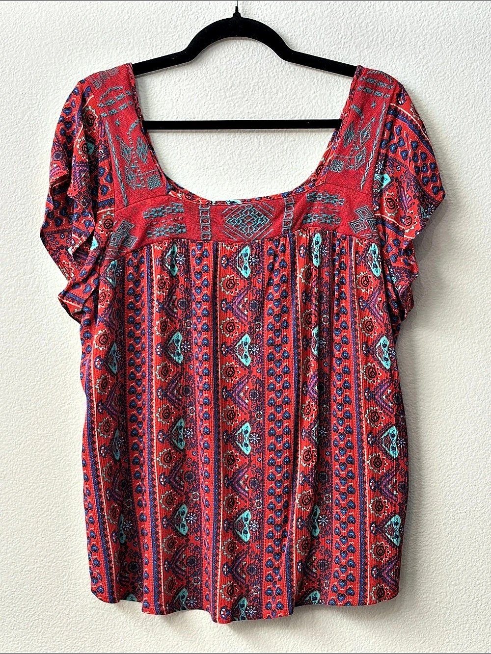 Torrid Women's Geometric Blouse Red Blue Size 0X